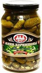 Мини-корнишоны маринованные хрустящие "Скатерть-самобранка" 1-4 см, 460 г